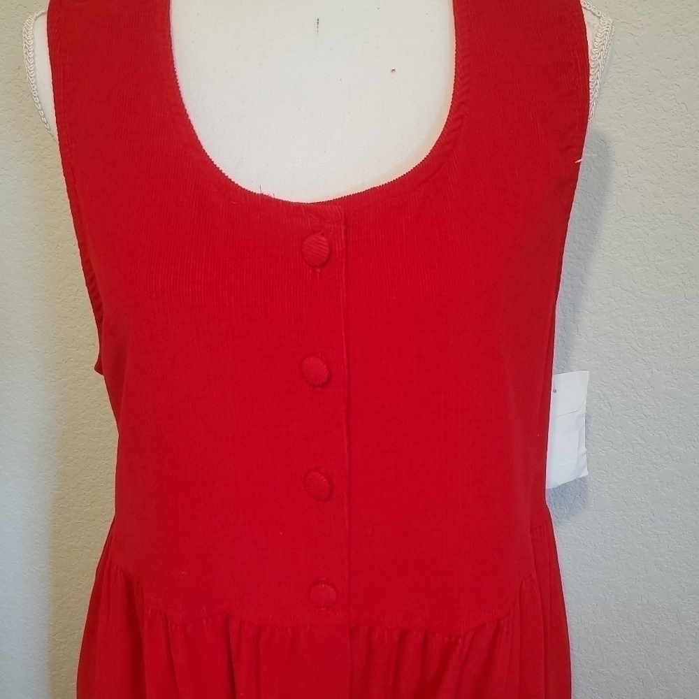 NWT Vntg Appleseeds Cordoroy Cottage Core Dress Size L - Picture 5 of 10